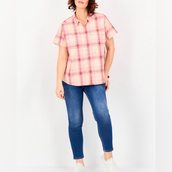 Eddie Bauer Tops - Eddie Bauer Pink Plaid Button Down Shirt